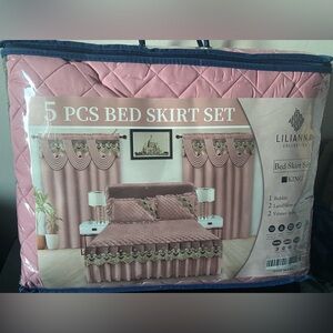 Pink Bed Skirt Set- 5pcs